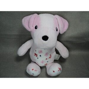 Laura Ashley Baby Pink Puppy Dog Plush Stuffed Animal Heart & Ribbons Belly NWOT
